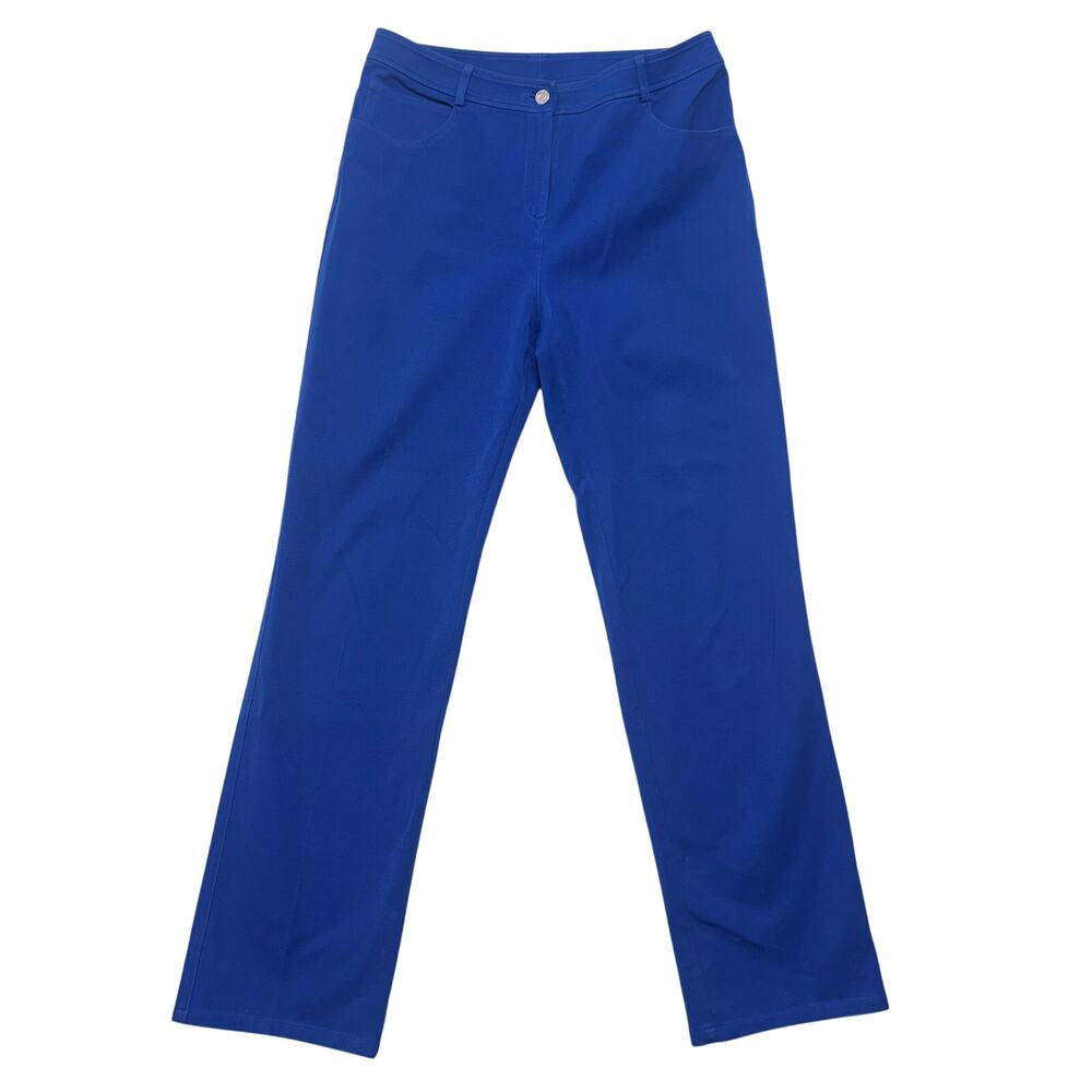 Vintage St. John Straight Pants Womens 8 Royal Blue High Rise Twill Made In USA